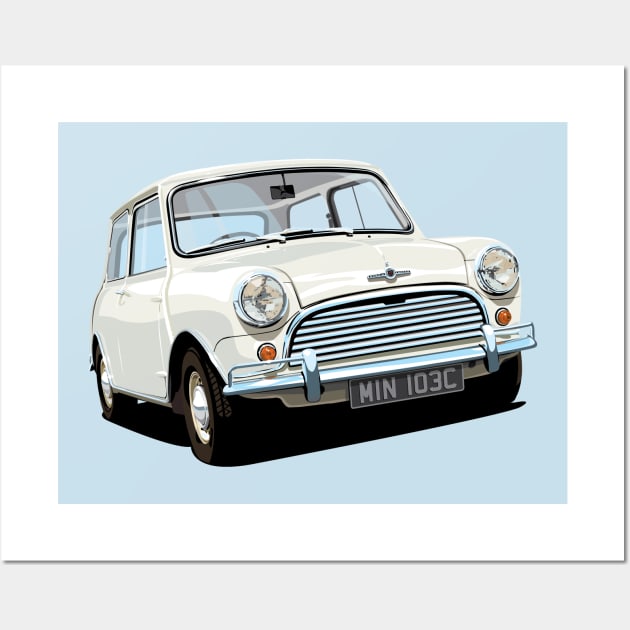 classic white mini cooper Wall Art by candcretro